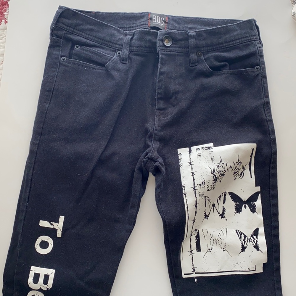 UO BDG Black Slim Stretch Denim Butterfly To Be Continued Detail 30